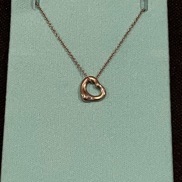 x2  TIFFANY & CO. Sterling Silver Elsa Peretti Open Heart Pendant, 11mm - Picture 4 of 5